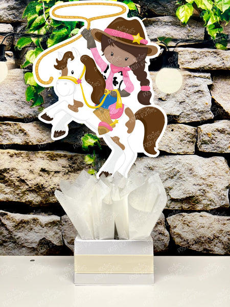 African Cowgirl Theme | Cowgirl Birthday Centerpiece | African American Theme | Western Cowgirl Birthday | Wild West Theme Decor SET OF 4