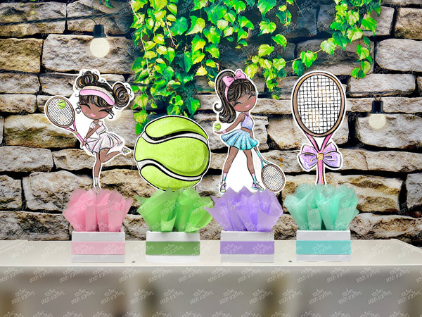 Afro Tennis Theme | Tennis Girl Birthday | Sports Theme | Aced Tennis Birthday | Game Set Match Tennis Baby Shower | Party SET OF 4