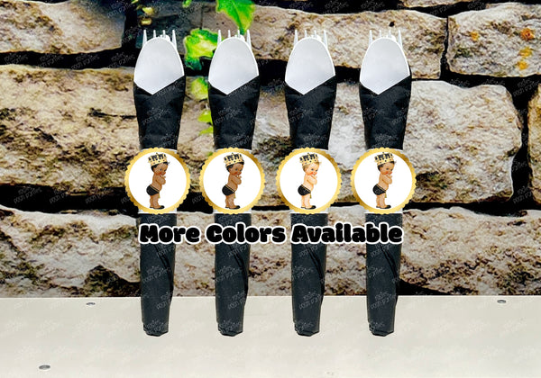 Little Royal Prince Black Crown Pants Theme | Prince Theme Favor | Wrapped Napkin Utensils | Royal Prince Decor | Prince Party | VARIETY