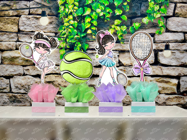 Black Hair Tennis Theme | Tennis Girl Birthday | Sports Theme | Aced Tennis Birthday | Game Set Match Tennis Baby Shower | Party SET OF 4