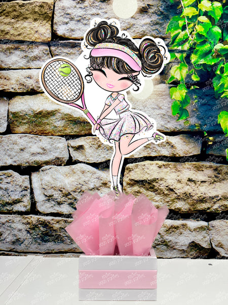 Black Hair Tennis Theme | Tennis Girl Birthday | Sports Theme | Aced Tennis Birthday | Game Set Match Tennis Baby Shower | Party SET OF 4