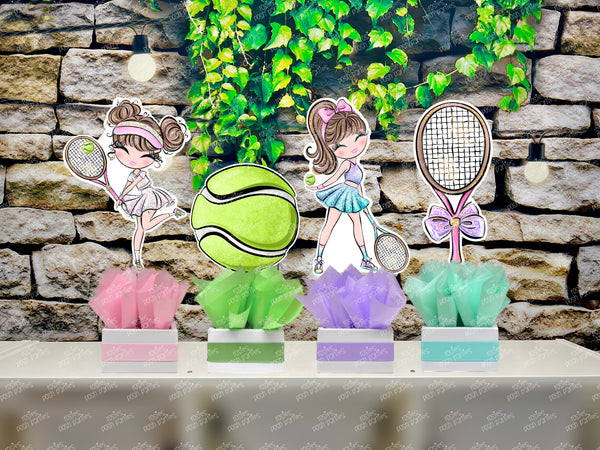 Brown Tennis Theme | Tennis Girl Birthday | Sports Theme | Aced Tennis Birthday | Game Set Match Tennis Baby Shower | Party SET OF 4