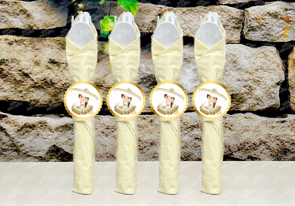 Charra First Communion | Charro Napkin Wrapped Utensil Favor | Charra Mariachi Theme Communion Quinceanera | Charra Decoration VARIETY