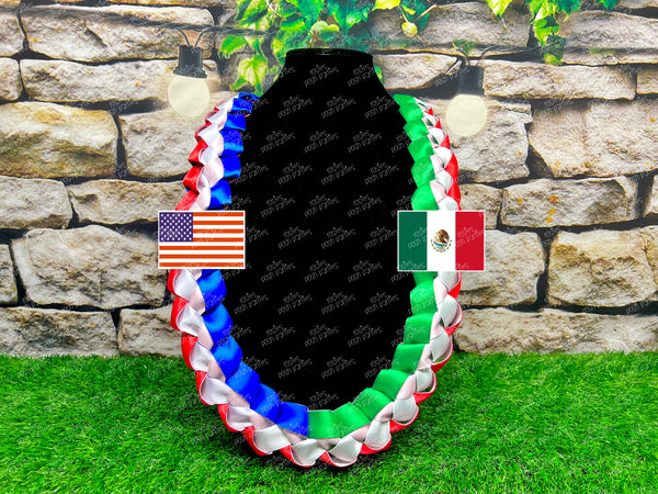 Graduation Lei | Argentina USA Flag Lei | Senior Night Gift Lei | Braided Ribbon Lei | Graduation Ribbon Lei | Graduate Lei | Country Lei