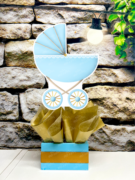 Gold Blue Its a Boy Baby Shower Theme Party Decoration Centerpiece