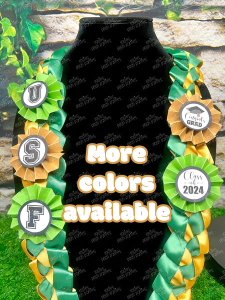 High School Graduation Lei | Senior Night Gift Lei | Braided Ribbon Lei | Graduation Ribbon Lei | College Graduate Lei | Promotion Lei