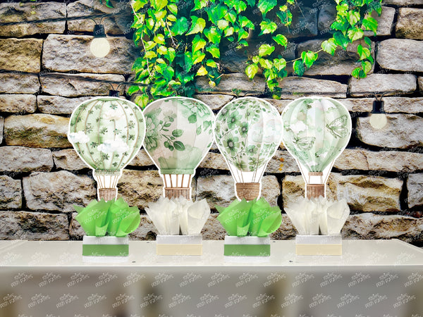 Green Hot Air Balloon Baby Shower Theme | Hot Air Balloon Birthday Centerpiece | Hot Air Balloon Party Decoration | Hot Air Balloon SET OF 4