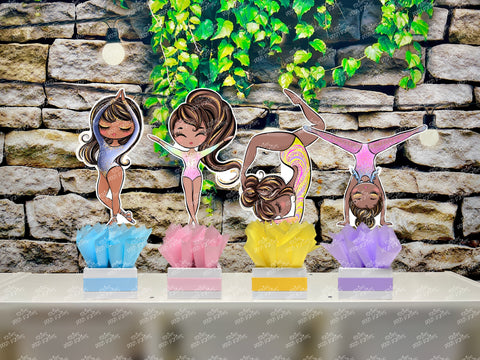 Afro Gymnastics Party | Gym Centerpiece Decoration | Gymnast Birthday Theme | Gymnastics Theme | Gymnast Acrobatics Decoration | Gym SET OF 4