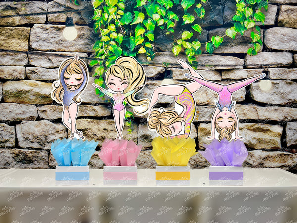 Blonde Gymnastics Party | Gym Centerpiece Decoration | Gymnast Birthday Theme | Gymnastics Theme | Gymnast Acrobatics Decoration | Gym SET OF 4