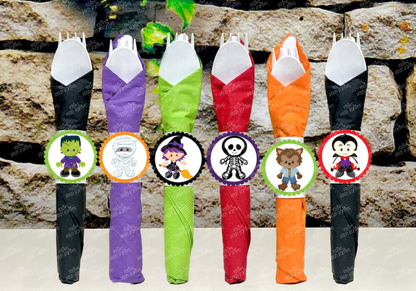 Halloween Theme Birthday Party | Halloween Favors | Halloween Wrapped Utensil Favors | Holiday Halloween Party Decor | Halloween SET OF 12