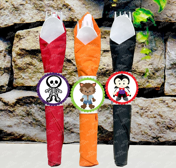 Halloween Theme Birthday Party | Halloween Favors | Halloween Wrapped Utensil Favors | Holiday Halloween Party Decor | Halloween SET OF 12