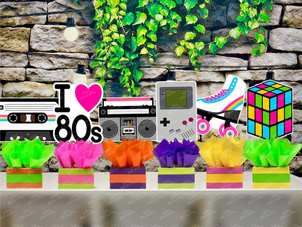 I love the 80s Birthday Bash | 80s Theme Party | Decades Party | I love 80s Theme | I love the 80s Table Centerpiece | SET OF 6