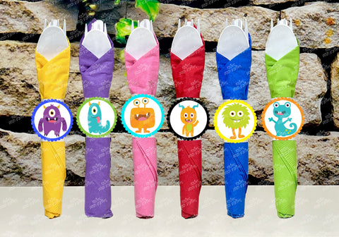 Monster Birthday Decoration | Monster Napkin Theme | Little Monster Utensil | Monster Utensil | Monster Theme Napkin Utensil Favors VARIETY