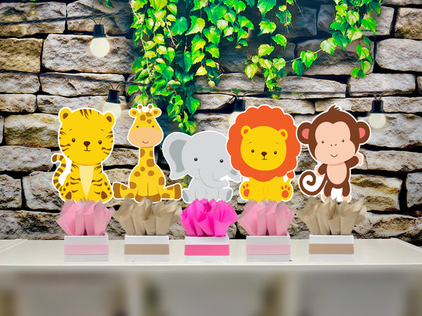 Pink Jungle Baby Shower | Safari Birthday Theme | Jungle Theme | Safari Party Centerpiece Decoration | Jungle Animals Party Lion INDIVIDUAL