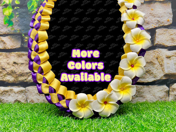 Graduation Lei | Plumeria Promotion Lei | Senior Night Gift Lei | Braided Ribbon Lei | Graduation Ribbon Lei | Graduate Lei | Promotion Lei