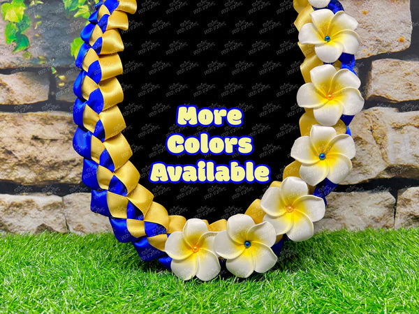 Graduation Lei | Plumeria Promotion Lei | Senior Night Gift Lei | Braided Ribbon Lei | Graduation Ribbon Lei | Graduate Lei | Promotion Lei