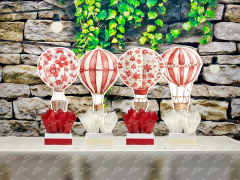 Red Hot Air Balloon Baby Shower Theme | Hot Air Balloon Birthday Centerpiece | Hot Air Balloon Party Decoration | Hot Air Balloon SET OF 4