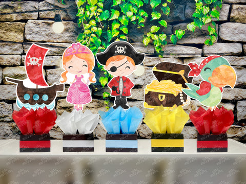 Pirate Birthday Theme | Pirate Baby Shower | Pirate Decoration | Ahoy Baby Shower | Ahoy Its a Boy Theme | Centerpiece Decoration SET OF 5