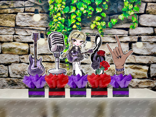 Rock Star Blonde Birthday | Rock and Roll Theme Centerpiece | Rock Star Theme Party | Rock and Roll Theme Party Favors | Rock Star Theme INDIVIDUAL