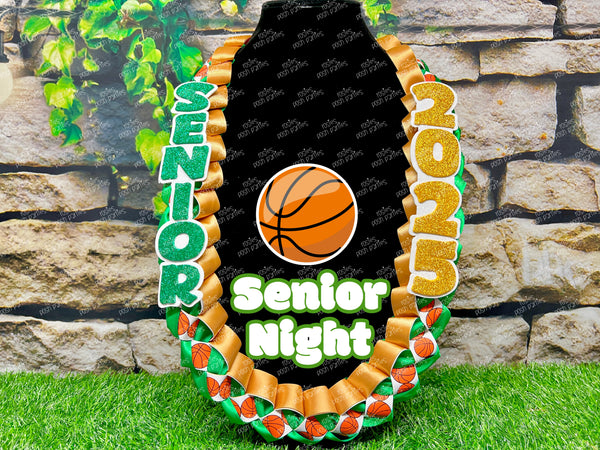 Basketball Sports Graduation Lei | Promotion Gift Lei | Sports Senior Night Gift Lei | Braided Ribbon Lei | Graduation Ribbon Lei | Graduate