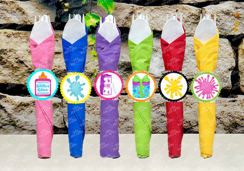 Slime Birthday Party Theme | Slime Bash | Slime Party Decor | Slime Theme | Slime Favor | Slime Napkin Utensil | Slime Napkin Wrap SET OF 12