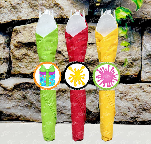 Slime Birthday Party Theme | Slime Bash | Slime Party Decor | Slime Theme | Slime Favor | Slime Napkin Utensil | Slime Napkin Wrap SET OF 12