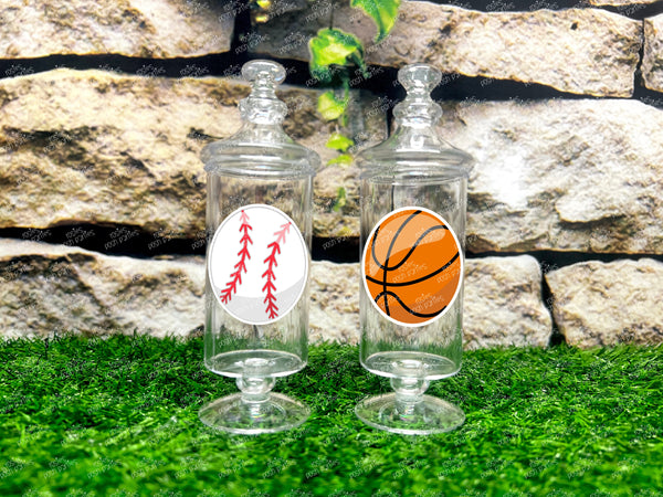 Sports Theme | Sports Birthday Favor | Apothecary Jar Favor | Sports Baseball Football Soccer Basketball | Sports Baby Shower SET OF 12