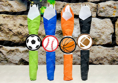 Sports Theme | Sports Napkin Wrapped Utensil Favor | Soccer Baseball Football Basketball Theme | Sports Party Favor | Sports Decor VARIETY