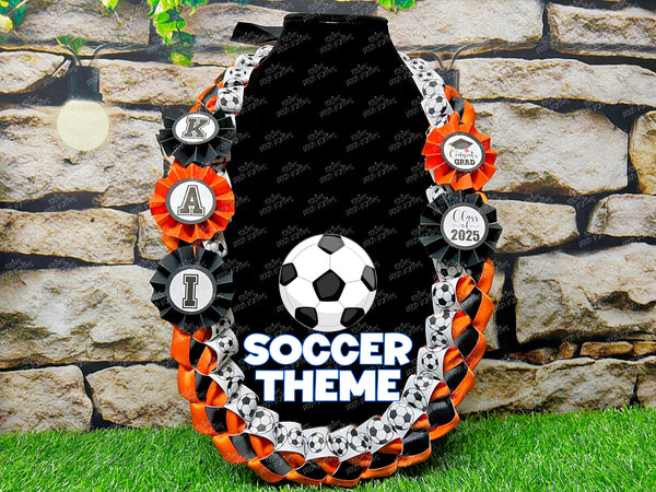 Soccer Graduation Lei | Soccer Lei | Senior Night Gift Lei | Braided Ribbon Lei | Graduation Ribbon Lei | Graduate Lei | Sports Lei