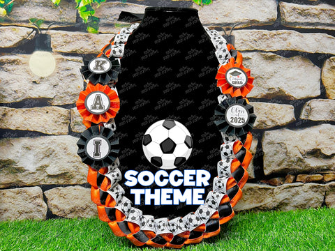 Soccer Graduation Lei | Soccer Lei | Senior Night Gift Lei | Braided Ribbon Lei | Graduation Ribbon Lei | Graduate Lei | Sports Lei