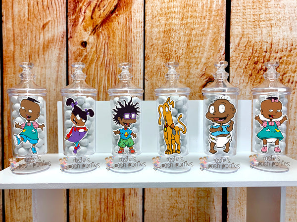 Rugrats (African American) Birthday or Baby Shower Apothecary Jar Favors SET OF 12