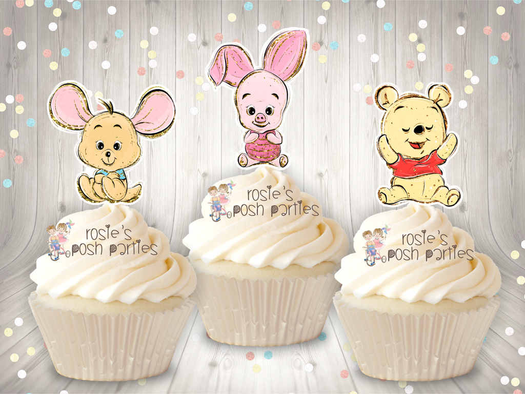 Winnie the Pooh With Honey Jar Cupcake Topper set of 12/baby