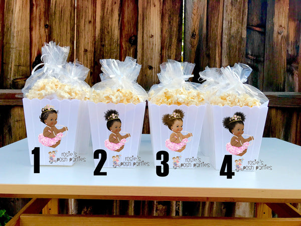 Royal Princess party Favor Pink Gold centerpiece Royal Baby Party decoration Royal Princess Ruffle Pants Popcorn favors Boxes SET OF 12