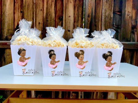 Royal Princess party Favor Pink Gold centerpiece Royal Baby Party decoration Royal Princess Ruffle Pants Popcorn favors Boxes SET OF 12