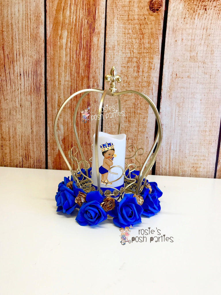 Little Prince Centerpiece Blue and Gold Birthday party table centerpie –  Rosie's Posh Parties
