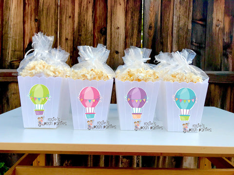 Hot Air Balloon Baby Shower 1st birthday party Favor Popcorn Bins Party decoration Hot Air Balloons Popcorn favors Balloons Boxes SET OF 12