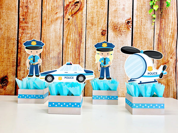 Cops Theme Birthday Centerpiece Decoration Cops Theme Birthday Decoration Police Theme Police Party Theme Decor Police Birthday SET OF 4