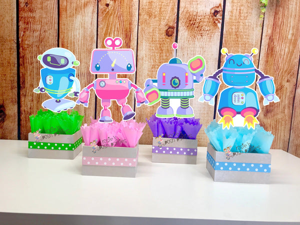 Girl Robot Theme Birthday | Its a Robot Girl Baby Shower Party Centerpiece Decoration | Robot Theme Party Centerpiece Table Decor INDIVIDUAL