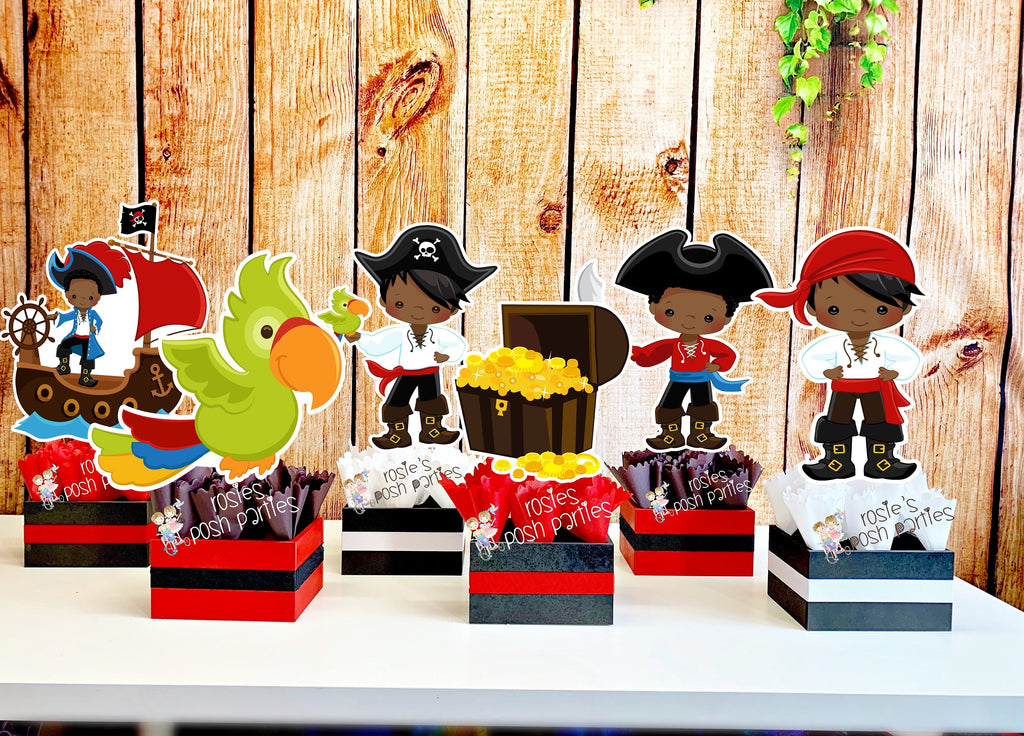 Pirate African birthday party wood guest table centerpiece decoration  Pirate Party Decoration Pirate Birthday Party Centerpieces SET OF 6