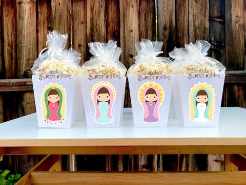 Lady of Guadalupe Virgen de Guadalupe birthday party Favor Virgen de Guadalupe Baby Shower decoration birthday Popcorn favors SET OF 12