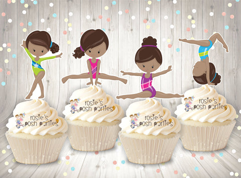 Gymnast Theme Birthday | Gymnast Cupcake Topper | Acrobatics Gymnast Cupcake Topper | Gymnast Party Favor Decoration Gym SET OF 12