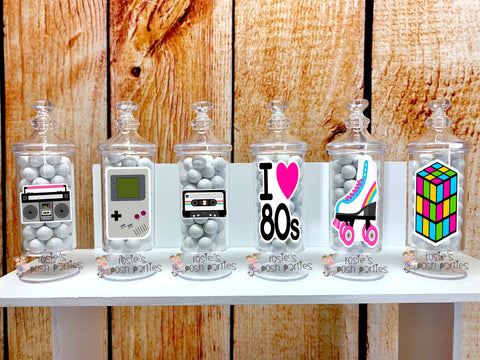 I love 80s Theme BIrthday Party Favor | I Love 80s Theme | 80s Favor | Apothecary Jar | I love 80s Party | 80s Theme | Party Favor SET OF 12