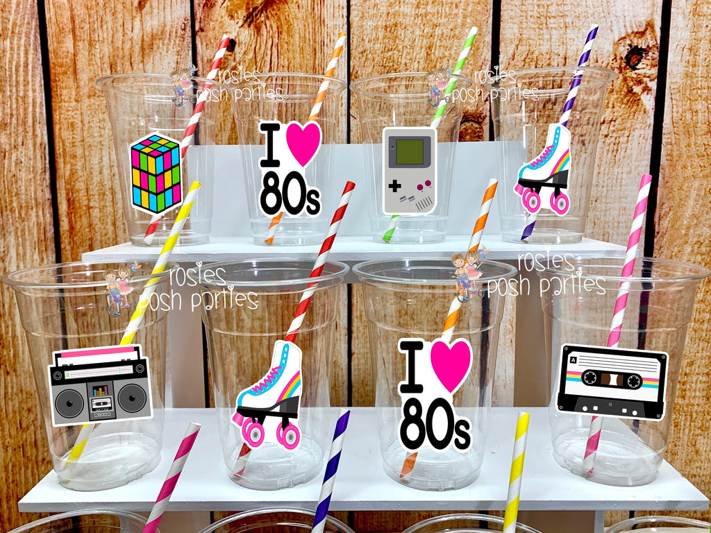 I love the 80s birthday Theme | 80s Theme Party Favor | 80s Theme Favors |  80s Party Cup Favor | 80s Baby Party Cup Decoration VARIETY