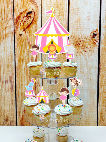 Circus Theme | Carnival Theme | Cupcake Stand | Cupcake Topper Favors | Circus Carnival Baby Shower | Carnival Birthday | Circus Party Decor