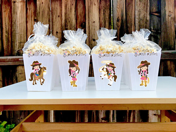 Pink Cowgirl Theme | Cowgirl Favors | Popcorn Bin Bucket Favors | Cowgirl Birthday or Baby Shower Theme | Party Favors | Pink Girl SET OF 12