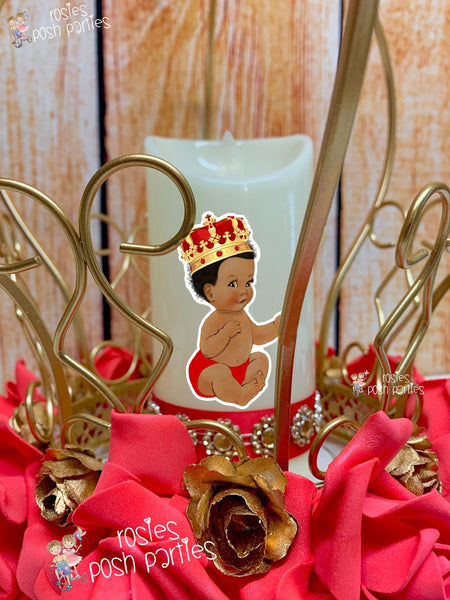 Little Prince Theme | Royal Baby Shower | Red and Gold Royal Prince Baby Shower Crown Centerpiece Decoration | Red Royal Theme Prince Crown