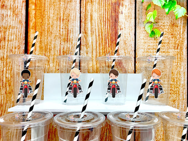 Motorcycle Theme Party Cups Decoration | Biker Baby Shower | Motorcycle Theme | Biker Baby Shower Decoration | Motor Cross Cup and Straws