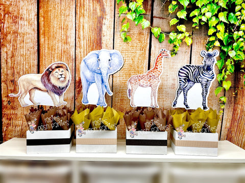 Safari Theme | Safari Baby Shower Centerpiece | Safari Birthday Theme Decoration | Safari Jungle Watercolor Theme | Centerpiece SET OF 4