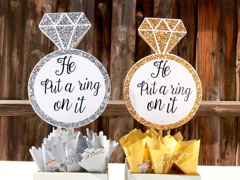 He Put a Ring On it Bridal Shower She Said Yes Engaged Engagement Party Bridal Party Centerpieces Bridal Decoration Just Engaged INDIVIDUAL