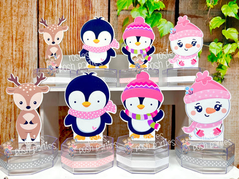 Winter Wonderland | Winter Birthday Theme | Onederland Birthday Theme Candy Jar Favors | Winter Onederland Penguin Snowman Theme SET OF 12